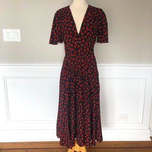 TOPSHOP FLORAL PRINT MIDI DRESS